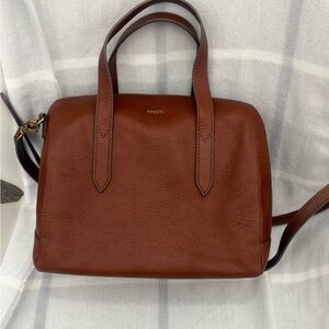 Fossil Rich Brown Leather Satchel